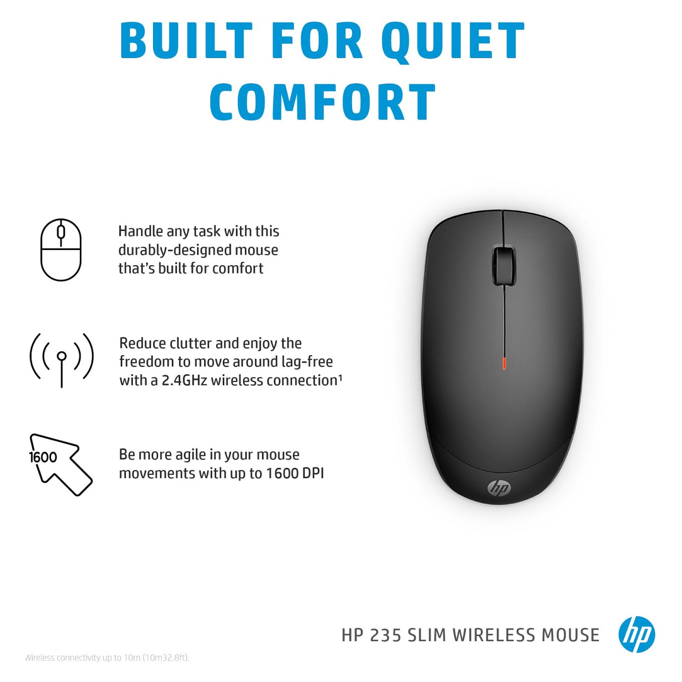 Buy HP 235 Slim - Maus - optisch - 3 Tasten - kabellos - 2.4 GHz - kabelloser Empfnger (USB) - Schwarz in Cyprus, Nicosia, Limas