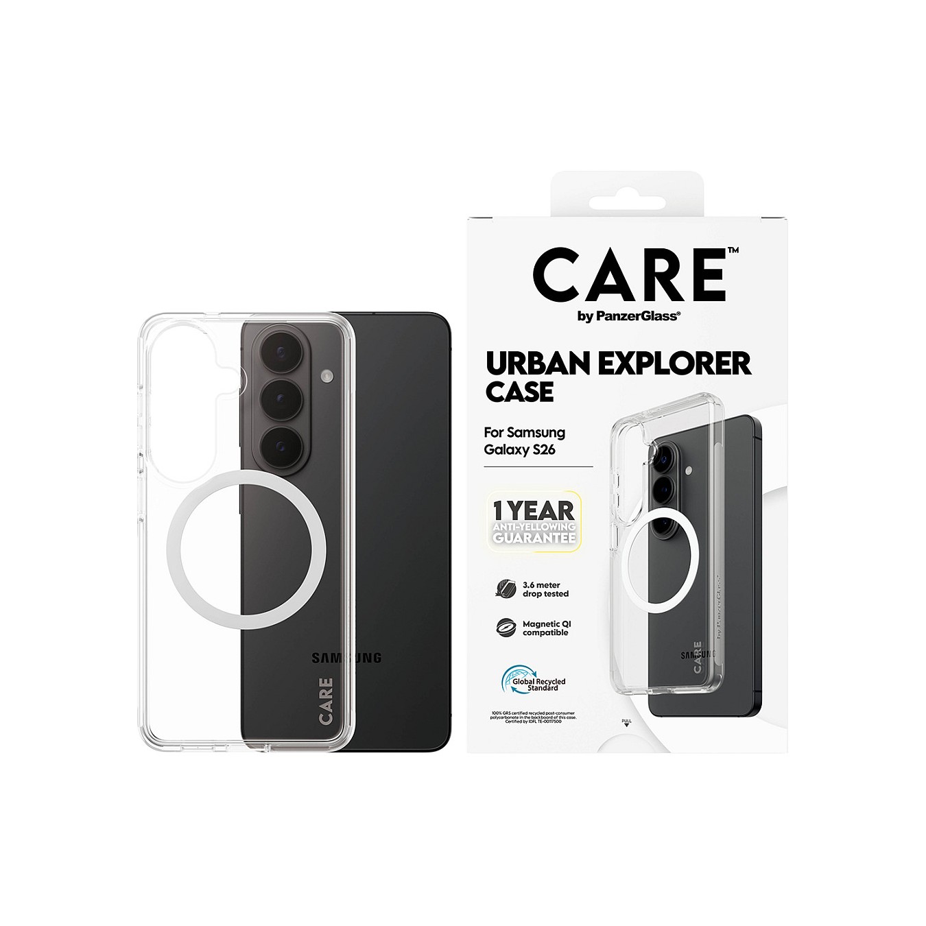 Buy CARE Urban Explorer Case Clear w White Qi Galaxy S26 in Cyprus, Nicosia, Limassol, Larnaka, Pafos