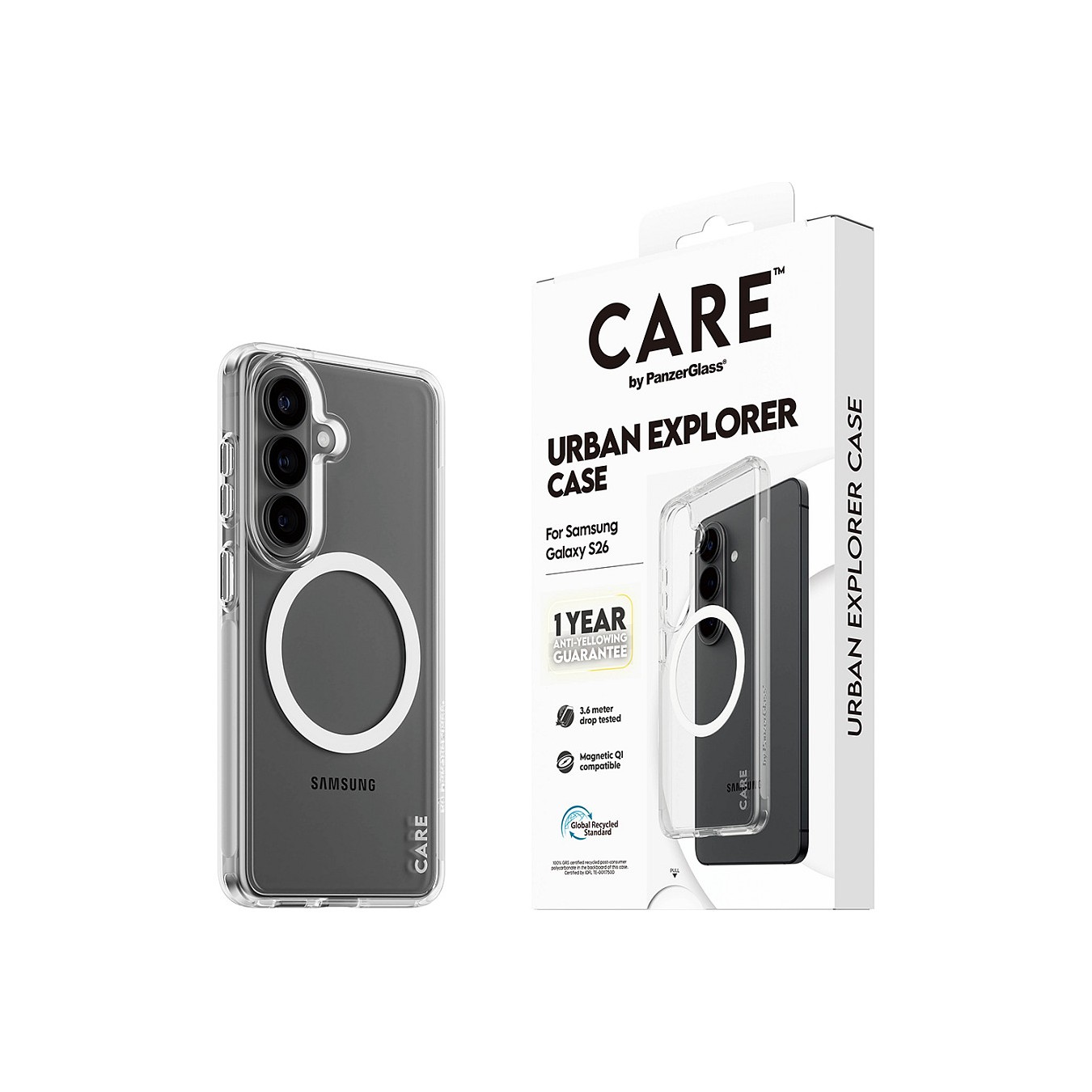 Buy CARE Urban Explorer Case Clear w White Qi Galaxy S26 in Cyprus, Nicosia, Limassol, Larnaka, Pafos