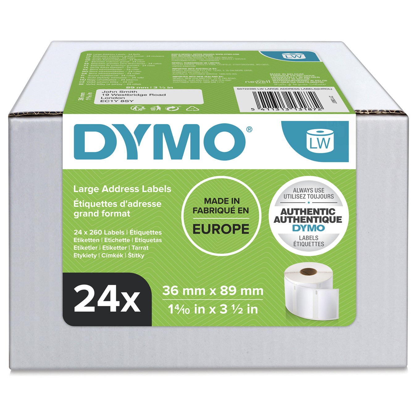 Buy Dymo Large Address Labels - Weiß - 36 x 89 mm 6240 Etikett(en) (24 Rolle(n) in Cyprus, Nicosia, Limassol, Larnaka, Pafos
