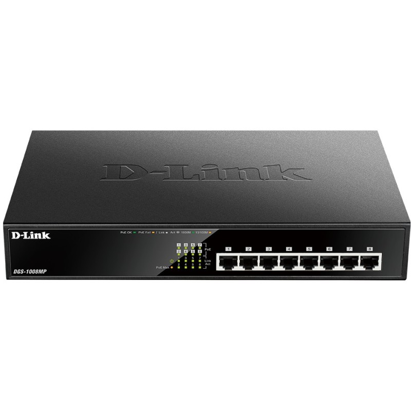 Buy D-Link DGS-1008MP - 8-Port Gigabit PoE+ Unmanaged Switch, Black, 140W PoE Bu... in Cyprus, Nicosia, Limassol, Larnaka, Pafos