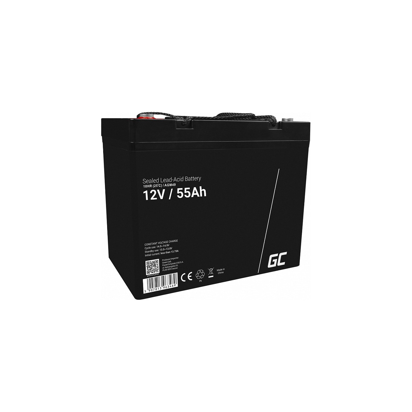 Buy Green Cell AGM49 Plombierte Bleisäure 55Ah 12V in Cyprus, Nicosia, Limassol, Larnaka, Pafos