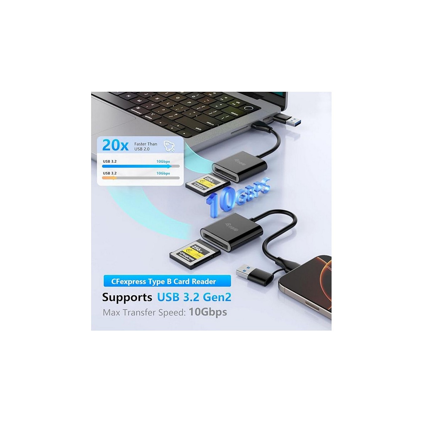 Buy Kartenleser CFexpress Type B USB-C -A Adapt. 10Gbps in Cyprus, Nicosia, Limassol, Larnaka, Pafos