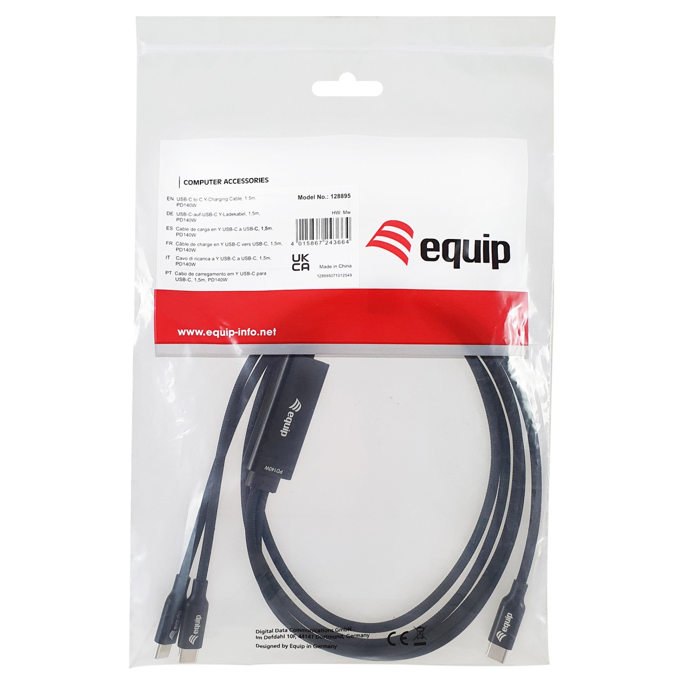 Buy Equip Kabel USB-C4.0- to C Y-Kabel PD140W St St 1.50m schwarz in Cyprus, Nicosia, Limassol, Larnaka, Pafos