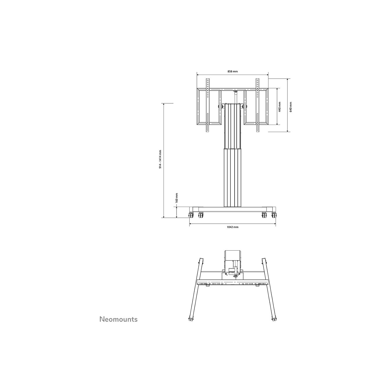 Buy NEOMOUNTS M2500TBLACK Elektrischer FloorStand Neigbar 106,68-254cm 42-100Zoll VESA bis 800x600mm 150kg Hhe:81-131cm Moto in 