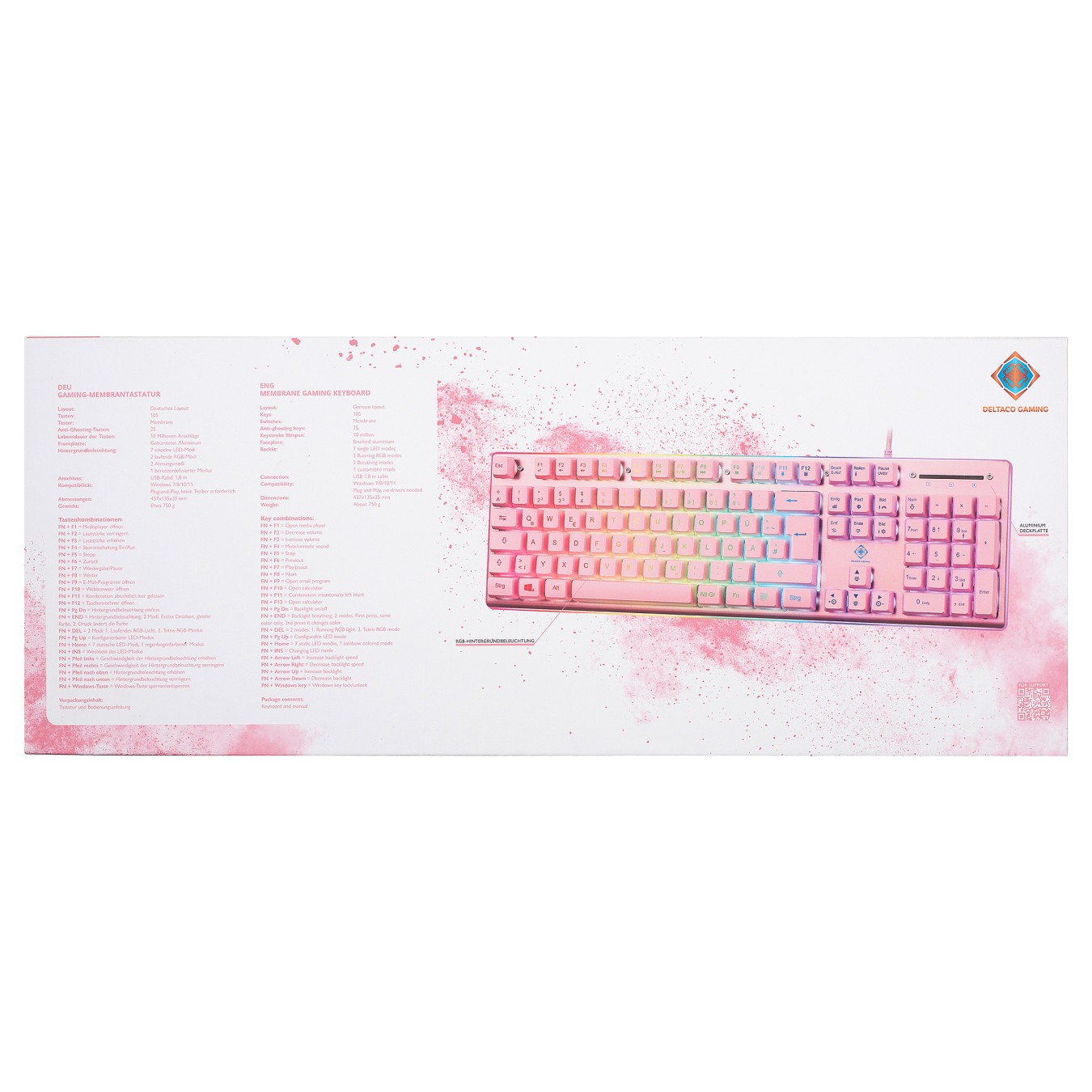 Buy Deltaco Gaming Tastatur USB, RGB pink in Cyprus, Nicosia, Limassol, Larnaka, Pafos