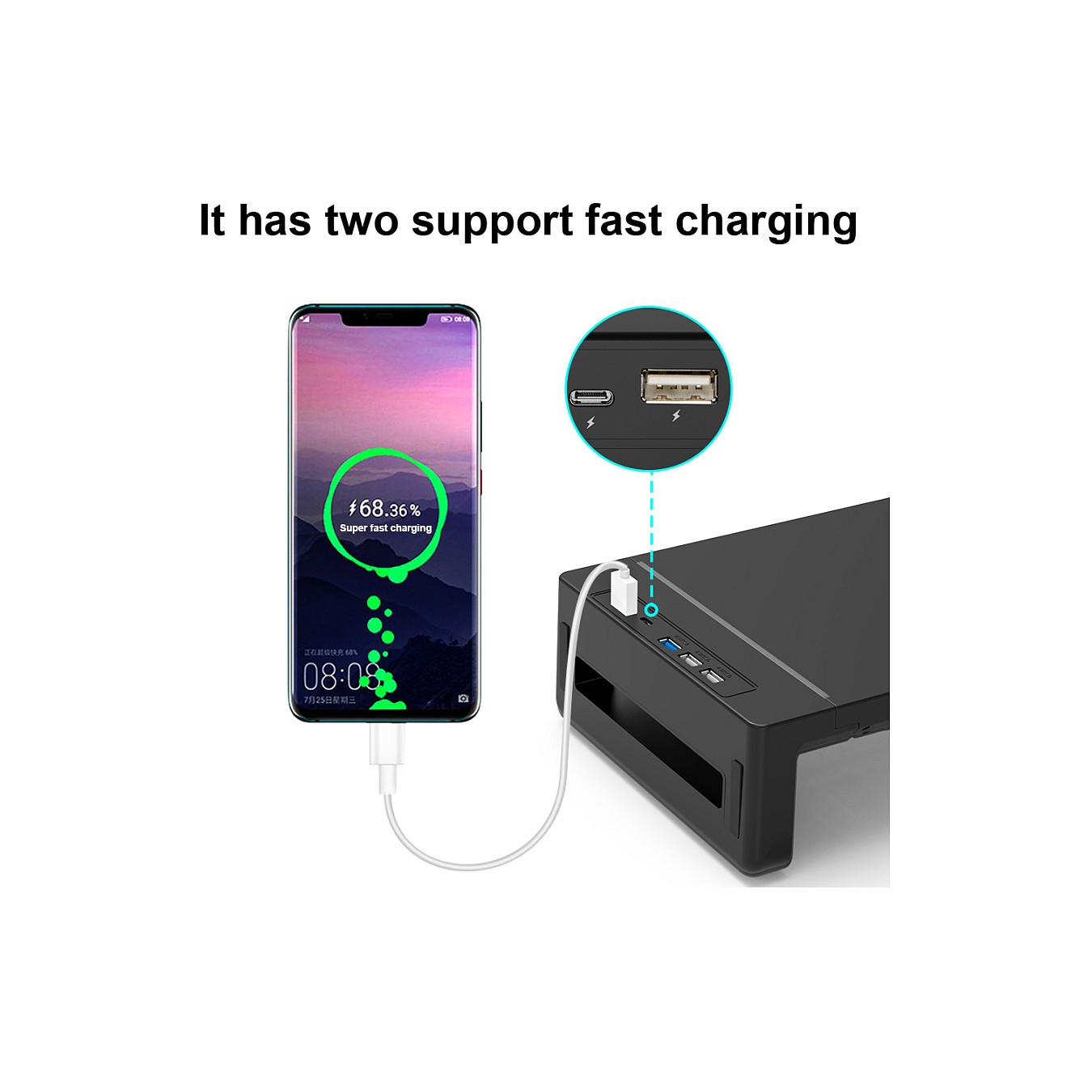 Buy Equip Monitortischerhöhung 4xUSB-A USB-C + 25Kg schwarz in Cyprus, Nicosia, Limassol, Larnaka, Pafos