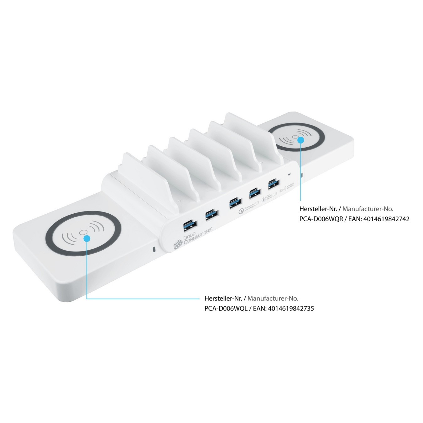Buy GoodConnections USB Desktop Schnellladestation 110W 10-Port 5xUSB-C 5xUSB-A QC3.0 Weiß in Cyprus, Nicosia, Limassol, Larnaka