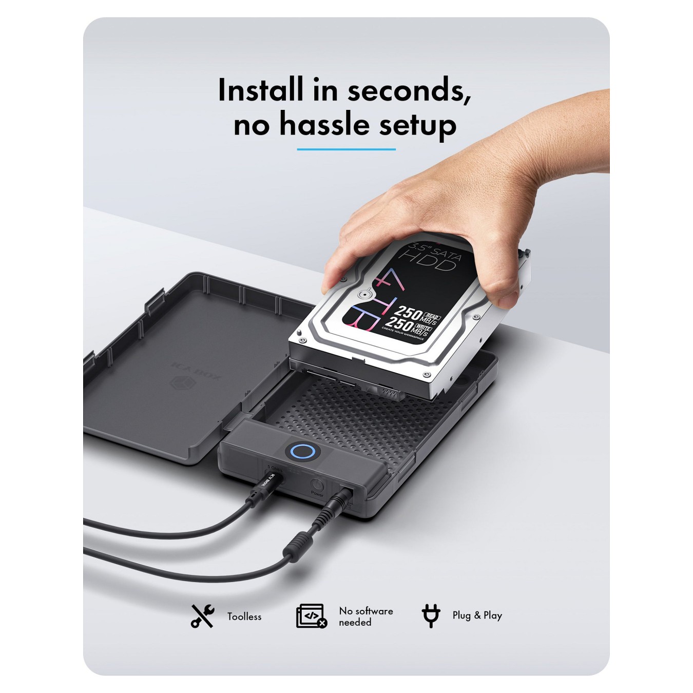 Buy ICY BOX Externes Gehäuse für 2,5' 3,5' SATA HDD SSD, Host USB 3.2 Gen 1 bis 5 Gbps Type-C -A in Cyprus, Nicosia, Limassol, L