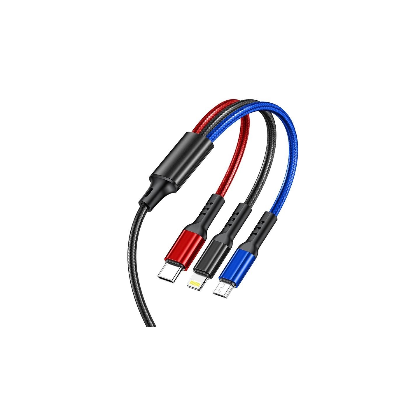 Charging cable Awei CL 971 3 in 1 2.4A Micro USB Lighting USB Type C -