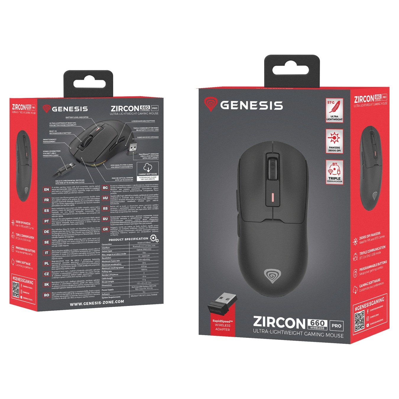 Buy Genesis gaming mouse ZIRCON 660 PRO - 26 000DPI - black in Cyprus, Nicosia, Limassol, Larnaka, Pafos