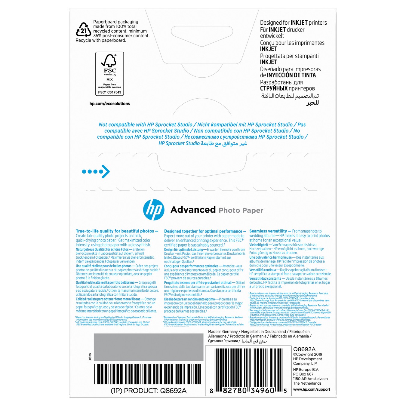 Buy HP Q8692A 10x15cm Fotopapier in Cyprus, Nicosia, Limassol, Larnaka, Pafos