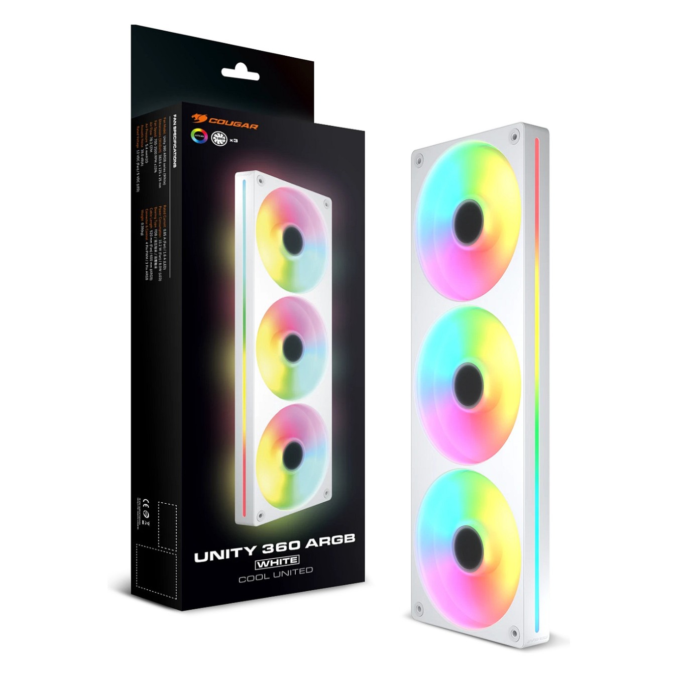 Buy 360mm COUGAR Reversed-Lüfter Unity360-FB,360 ARGB PWM, weiß in Cyprus, Nicosia, Limassol, Larnaka, Pafos