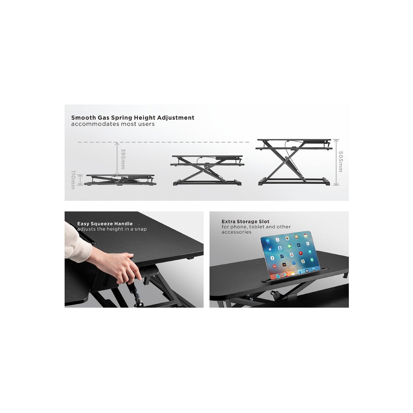 Buy Equip Monitortisch mit Sitz-Stehbankerhöhung 15Kg sw in Cyprus, Nicosia, Limassol, Larnaka, Pafos