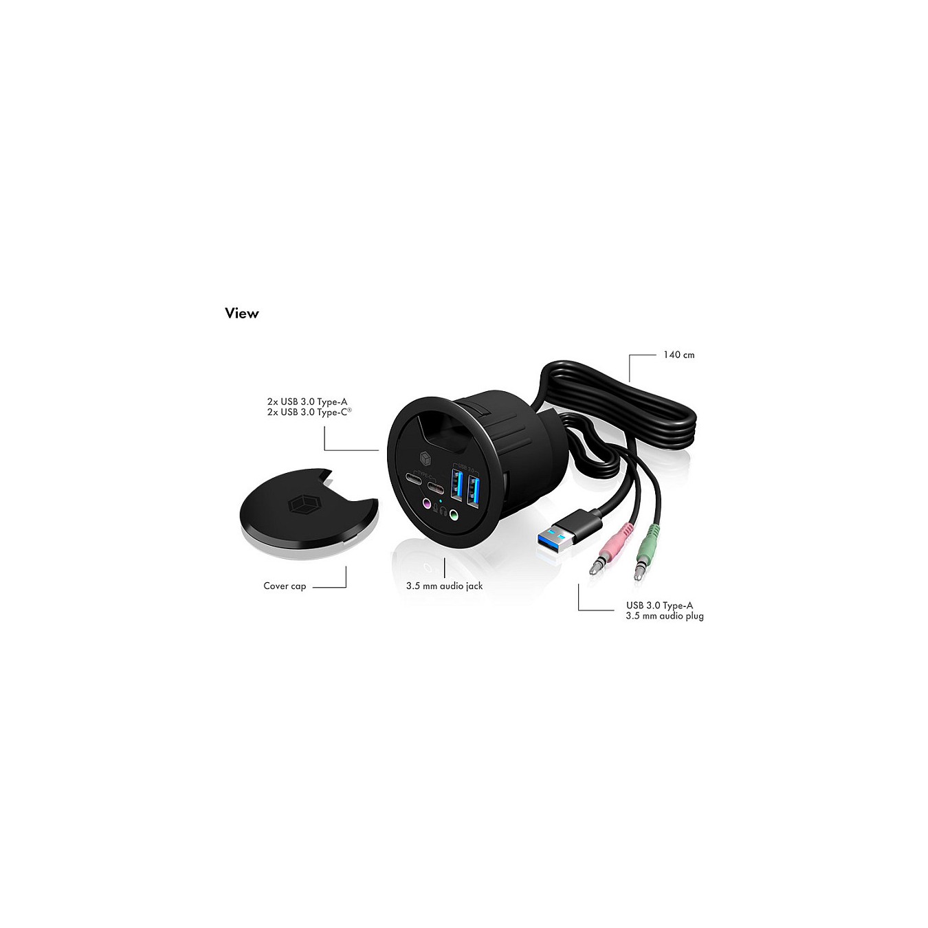 Buy 4-Port IcyBox USB 3.0 IB-HUB1403B Tischeinbau in Cyprus, Nicosia, Limassol, Larnaka, Pafos