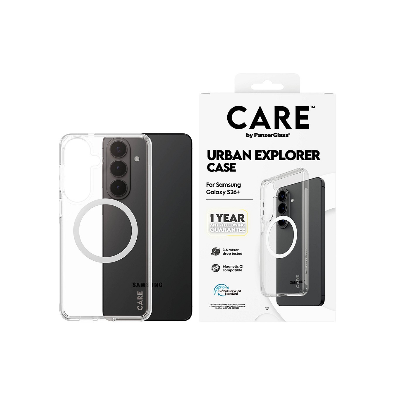 Buy CARE Urban Explorer Case Clear w. White Qi Samsung Galaxy S26+ in Cyprus, Nicosia, Limassol, Larnaka, Pafos