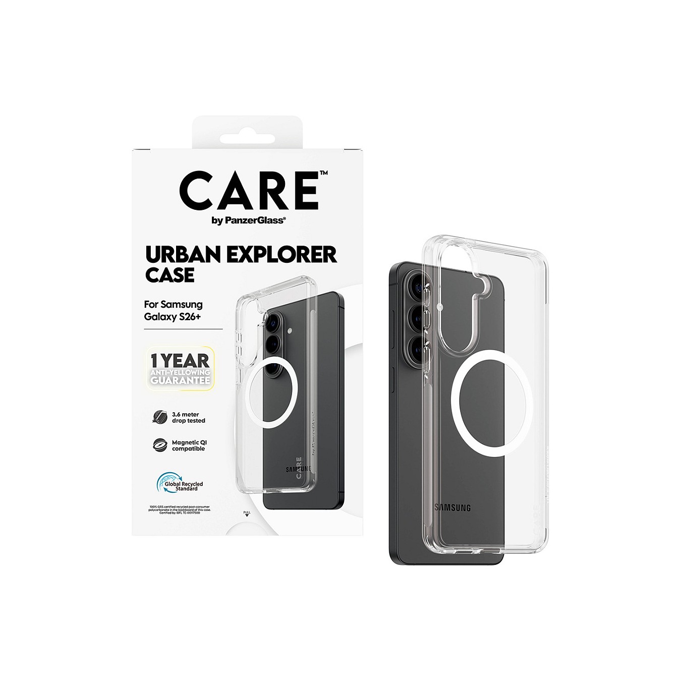 Buy CARE Urban Explorer Case Clear w. White Qi Samsung Galaxy S26+ in Cyprus, Nicosia, Limassol, Larnaka, Pafos