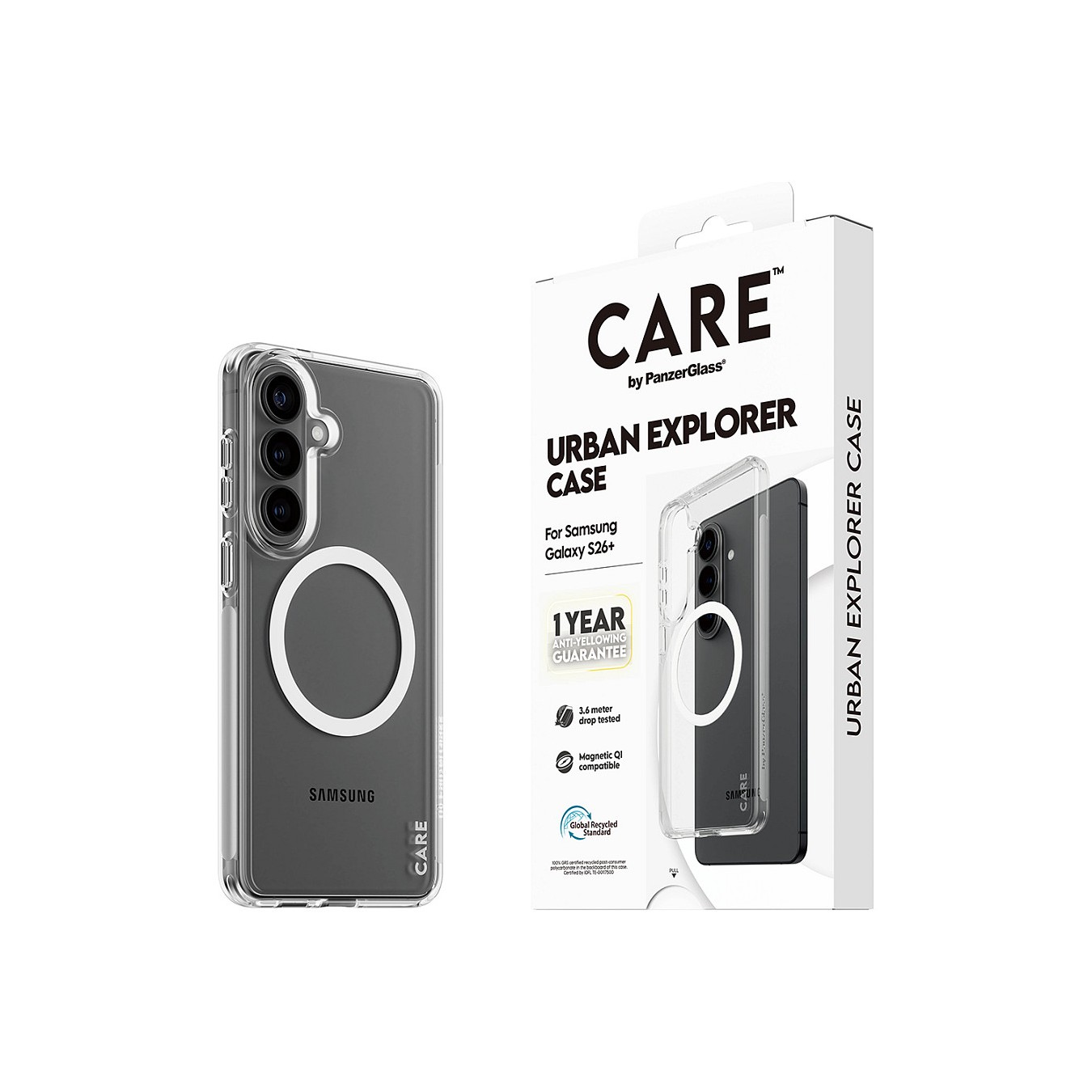 Buy CARE Urban Explorer Case Clear w. White Qi Samsung Galaxy S26+ in Cyprus, Nicosia, Limassol, Larnaka, Pafos