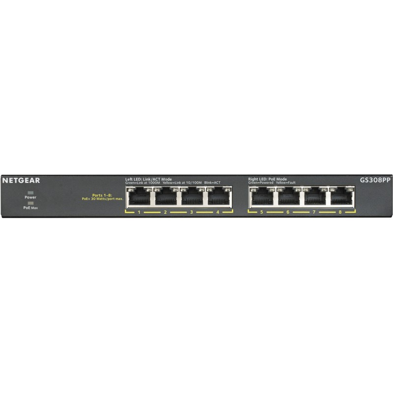 Buy NETGEAR GS308PP - 8-Port Gigabit Unmanaged Switch, PoE+ 130W, Rackmountable,... in Cyprus, Nicosia, Limassol, Larnaka, Pafos