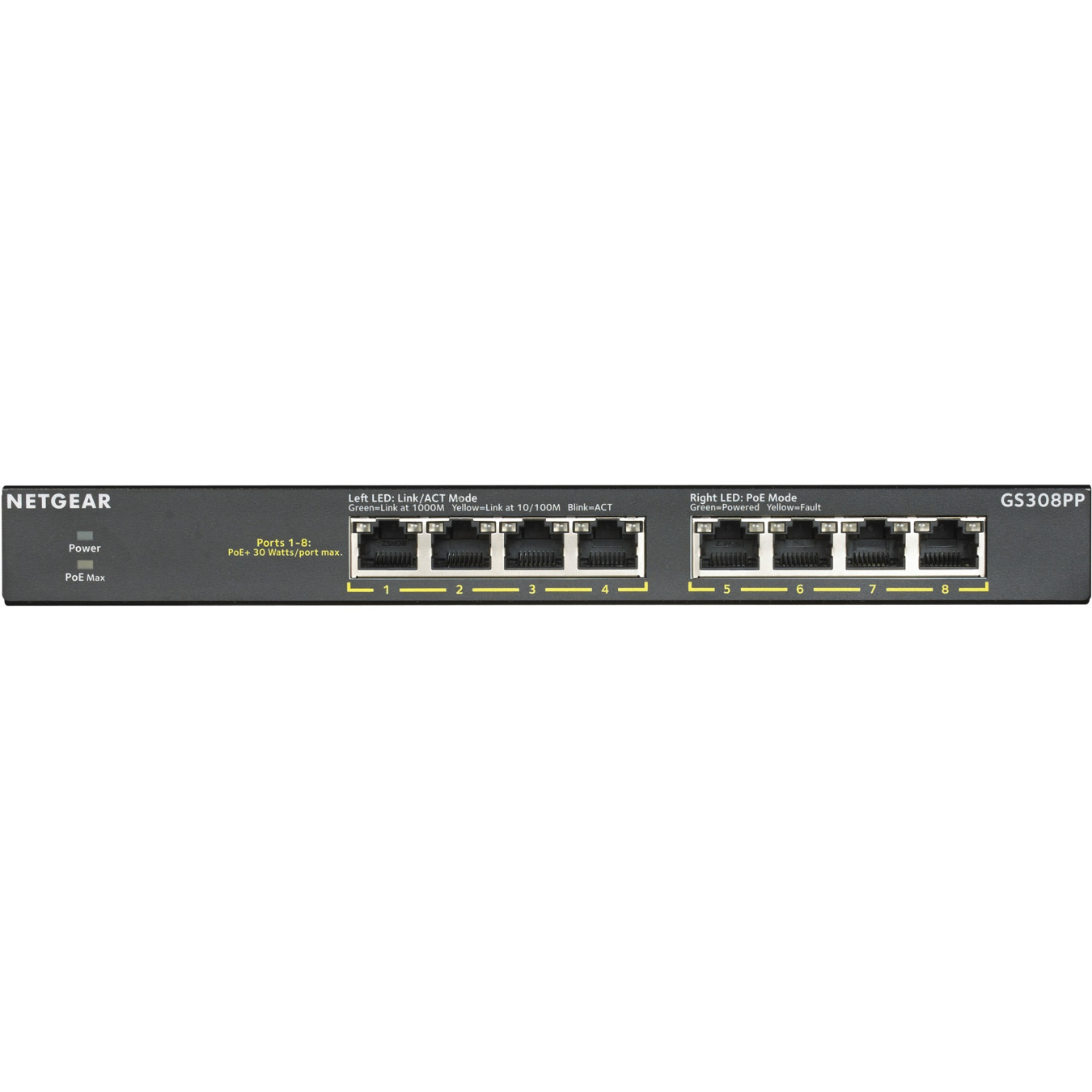 NETGEAR GS308PP - 8-Port Gigabit Unmanaged Switch, PoE+ 130W, Rackmountable, Black — Buy in Cyprus with Fast Delivery