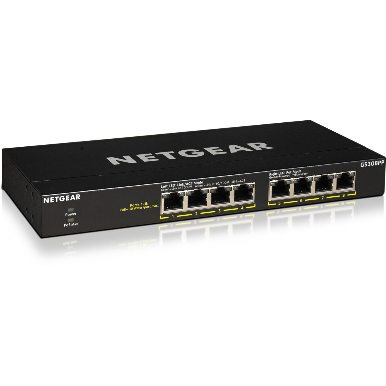 NETGEAR GS308PP - 8-Port Gigabit Unmanaged Switch, PoE+ 130W, Rackmountable, Black — Buy in Cyprus with Fast Delivery