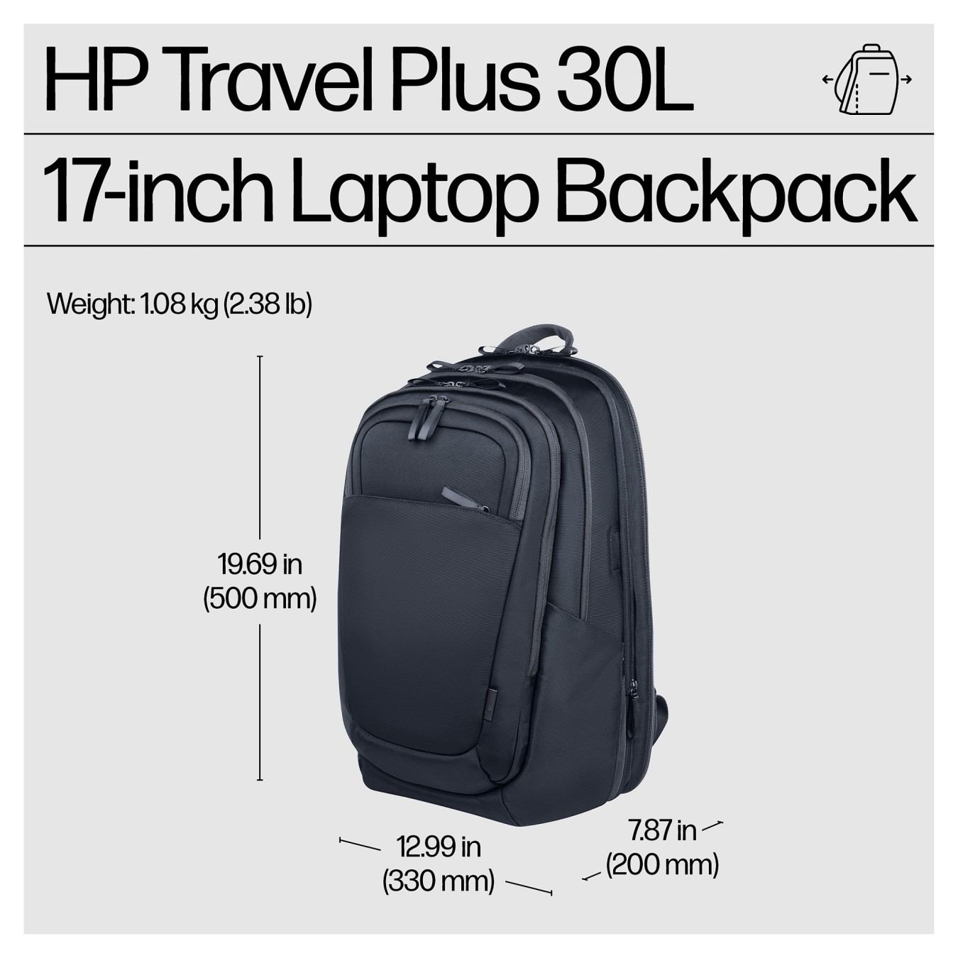 Buy HP Travel Plus 30L 17-inch Laptop Backpack in Cyprus, Nicosia, Limassol, Larnaka, Pafos