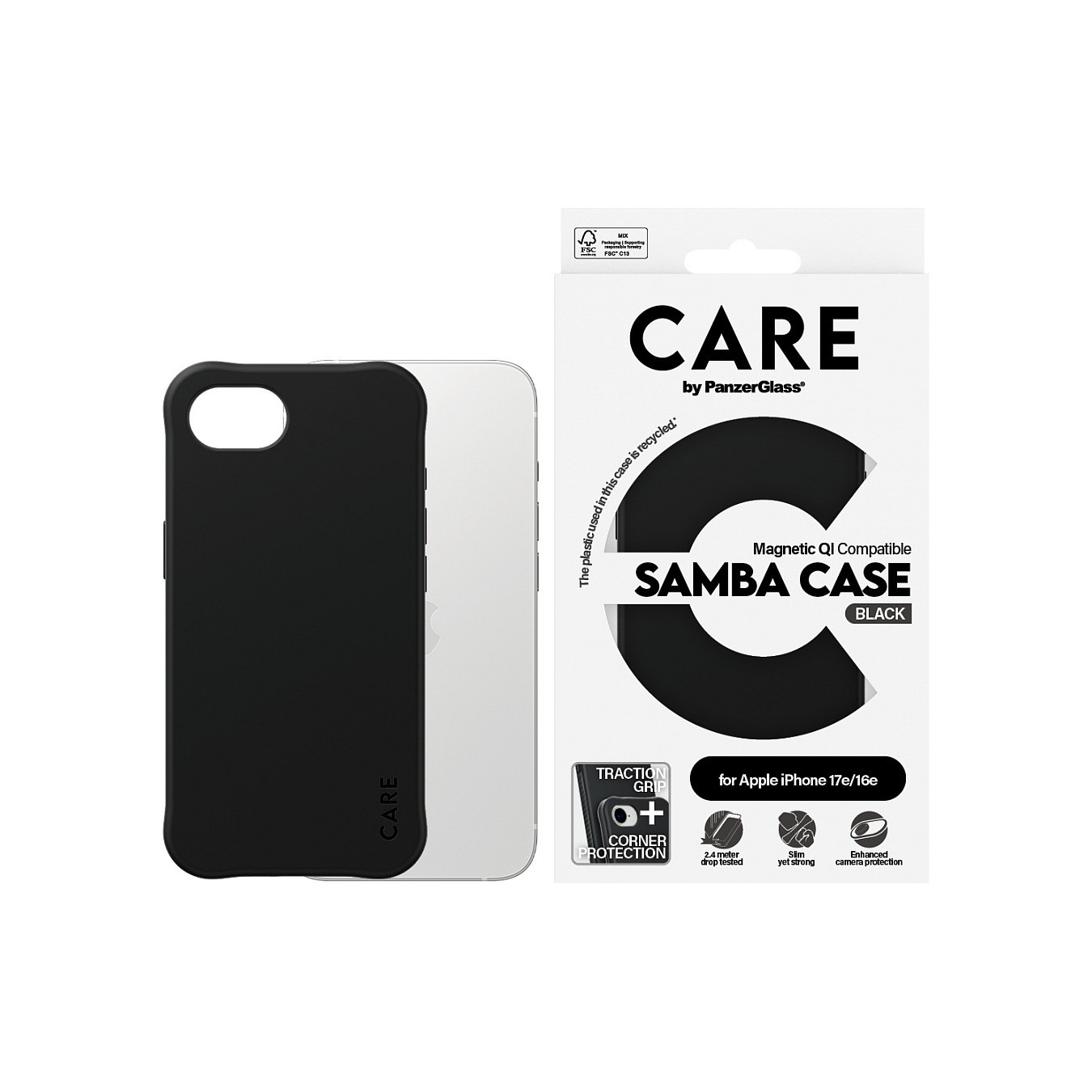 Buy CARE Case Fashionable Samba w. MagSafe. black iPhone 16e in Cyprus, Nicosia, Limassol, Larnaka, Pafos