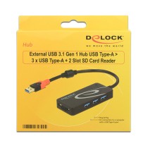 Buy DELOCK Externer USB 3.1 Gen 1 Hub USB Typ-A to 3 x USB Typ-A + 2 Slot SD Card Reader in Cyprus, Nicosia, Limassol, Larnaka,