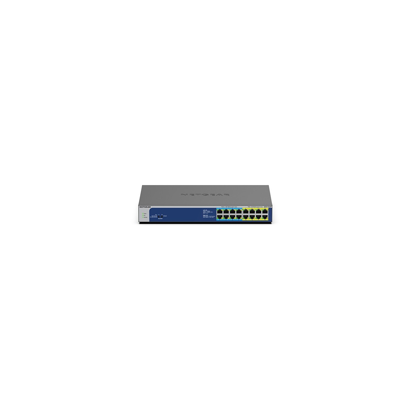NETGEAR GS516UP-100EUS - 16-Port Gigabit Unmanaged PoE Ultra60 Switch, 380W Budget, Grey Metal Rackmount