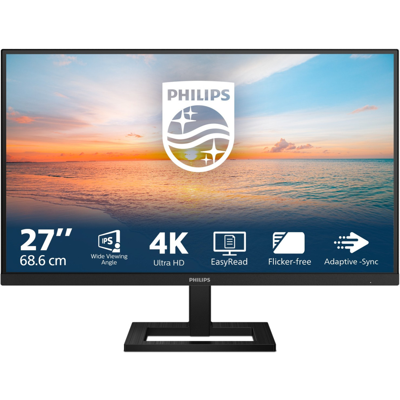 Philips 27E1N1900AE - 27-inch 4K UHD (3840x2160) IPS Monitor, HDR10, USB-C PD, 2xHDMI 2.0, Built-in Speakers, Black
