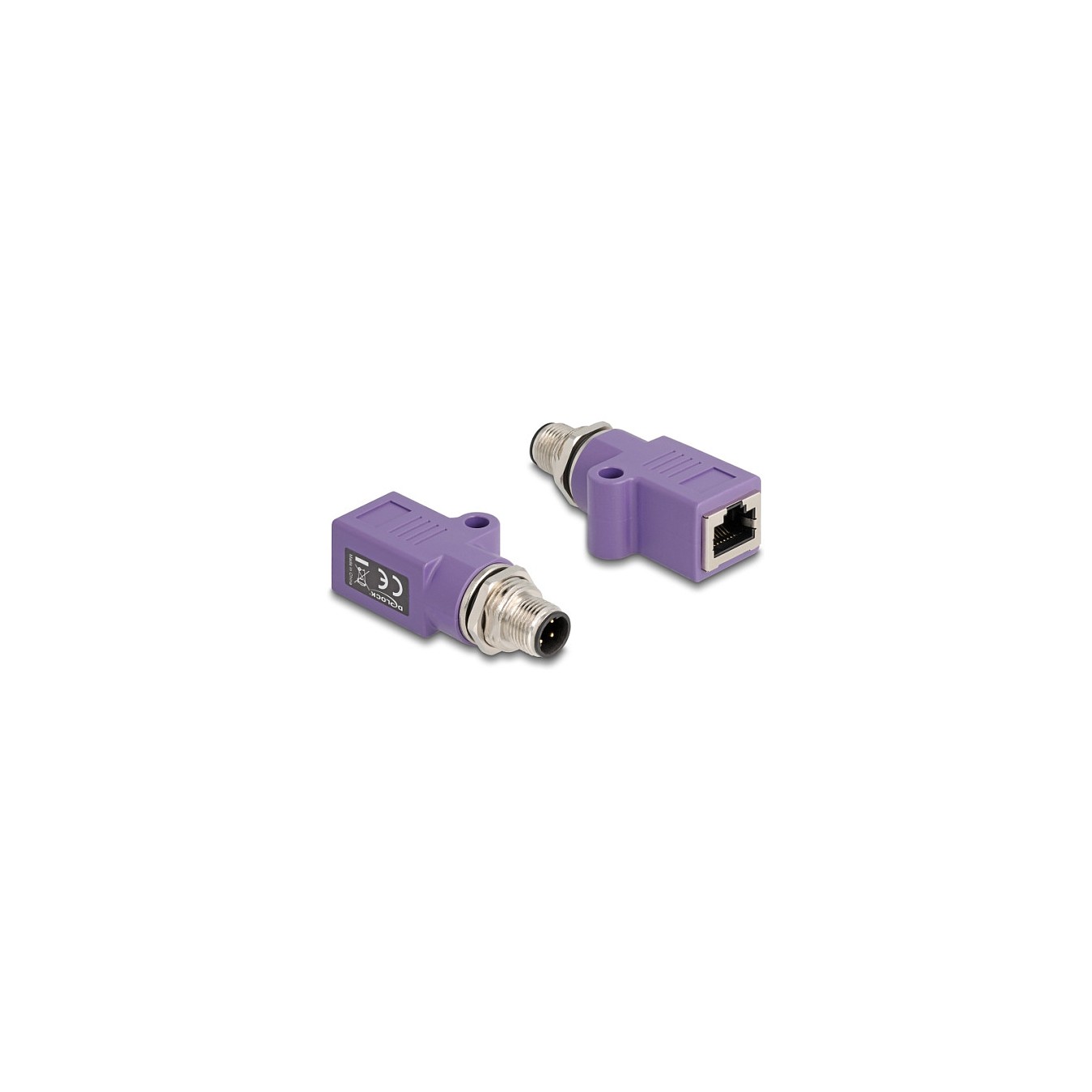 Buy Delock M12 Adapter D-kodiert 4 Pin Stecker zu RJ45 Buchse Cat.5e mit Befestigungsloch gerade violett in Cyprus, Nicosia, Lim