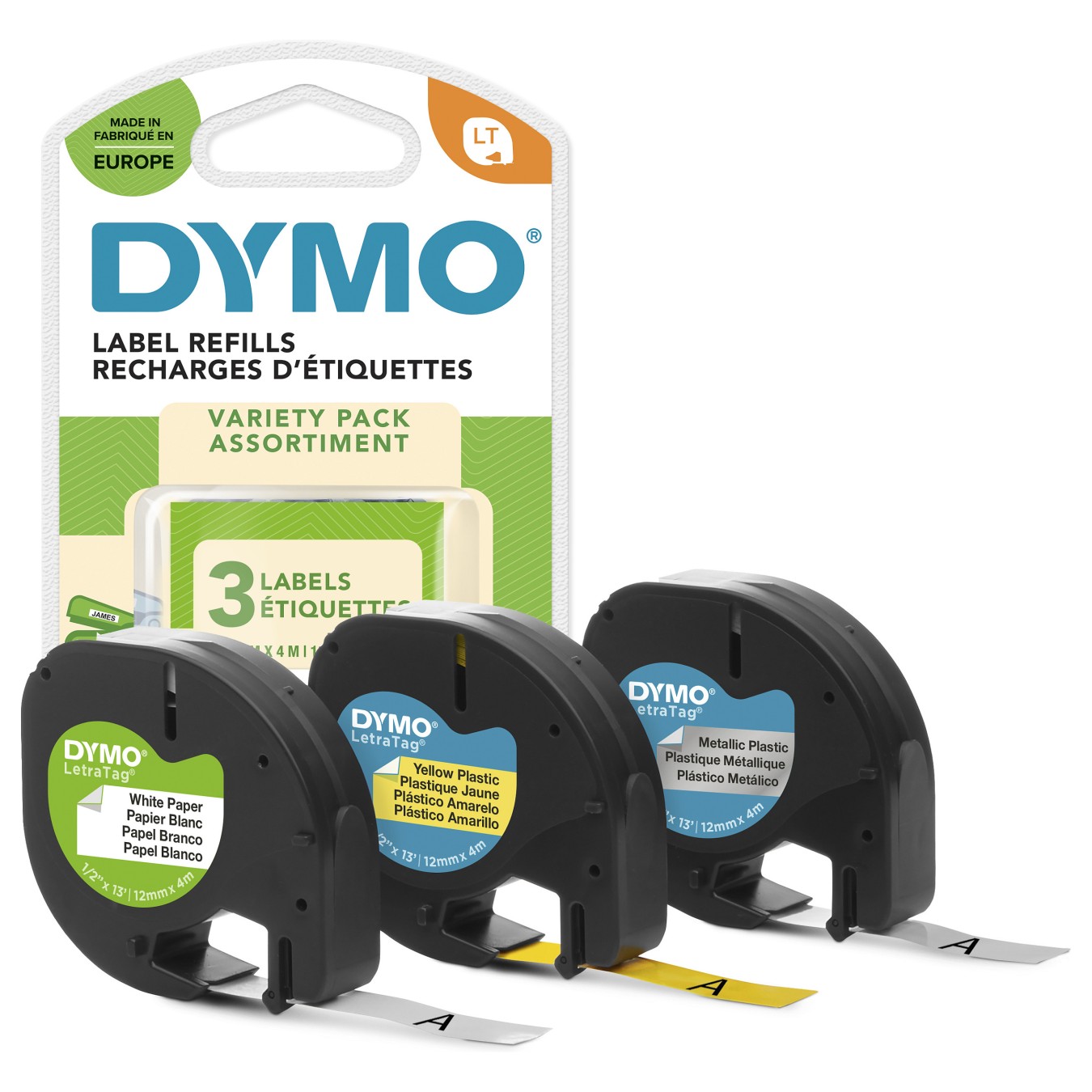 Buy DYMO Etikett LetraTag 12mmx4m schwarz- to weiß 3er Set in Cyprus, Nicosia, Limassol, Larnaka, Pafos