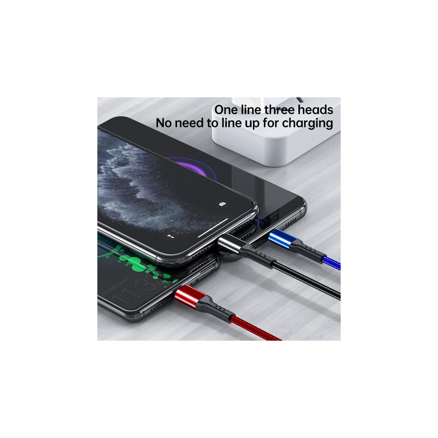 Charging cable Awei CL 971 3 in 1 2.4A Micro USB Lighting USB Type C -