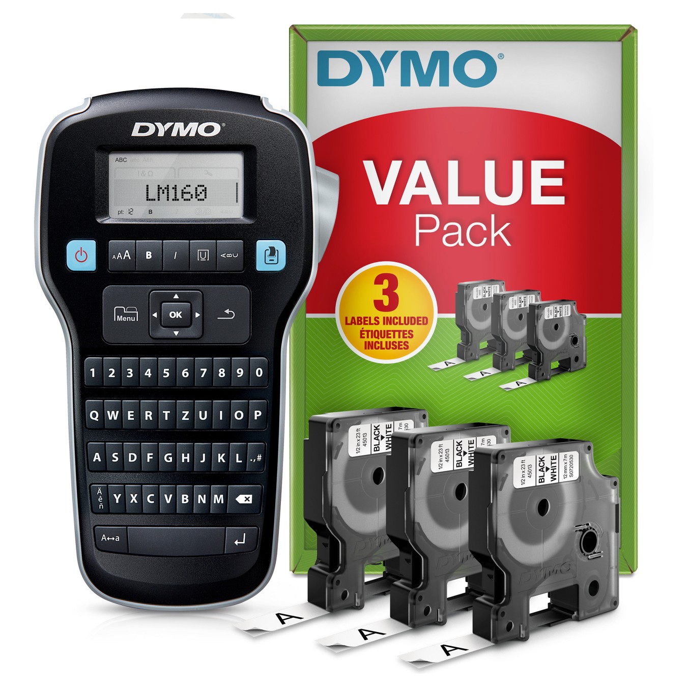 Buy DYMO LabelManager 160 Starter Set m. 3 D1-Bänder 12mm Qwertz in Cyprus, Nicosia, Limassol, Larnaka, Pafos