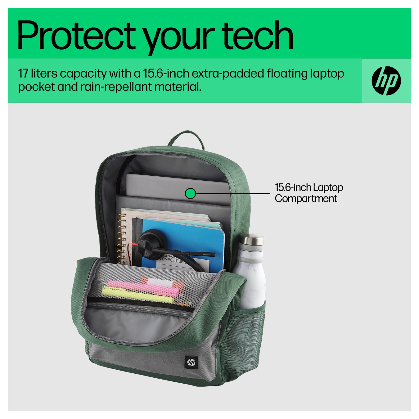 Buy HP Campus Green Backpack in Cyprus, Nicosia, Limassol, Larnaka, Pafos