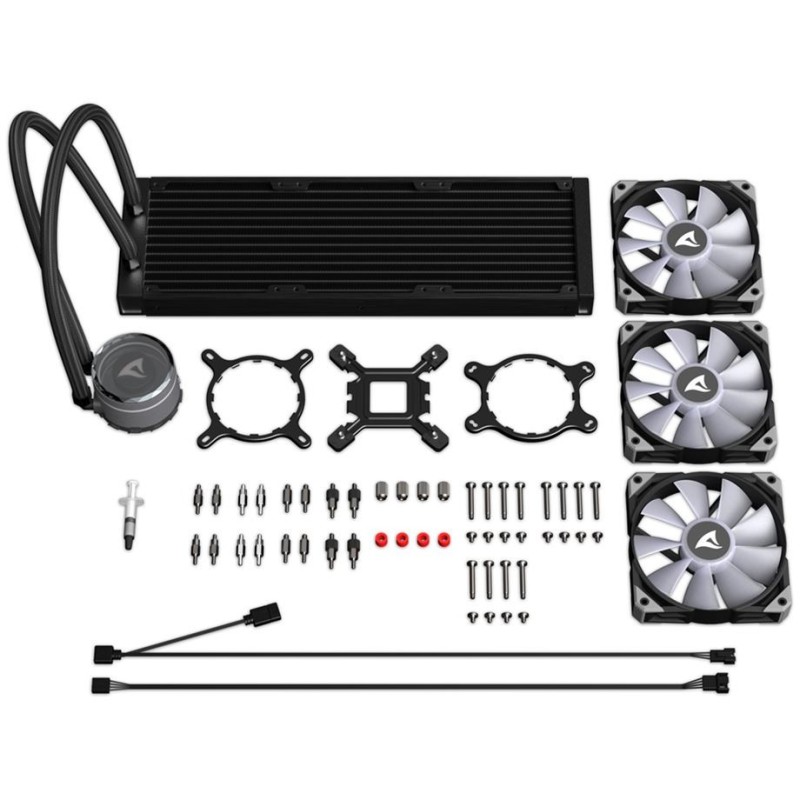 Buy Sharkoon S90 RGB Liquid CPU Cooler - 360mm Radiator - 3x120mm ARGB Fans - Black in Cyprus, Nicosia, Limassol, Larnaka, Pafos