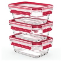 Buy Emsa N10511 Clip & Close Glas Frischhaltedosen-Set 3-teilig Transparent Rot in Cyprus, Nicosia, Limassol, Larnaka, Pafos
