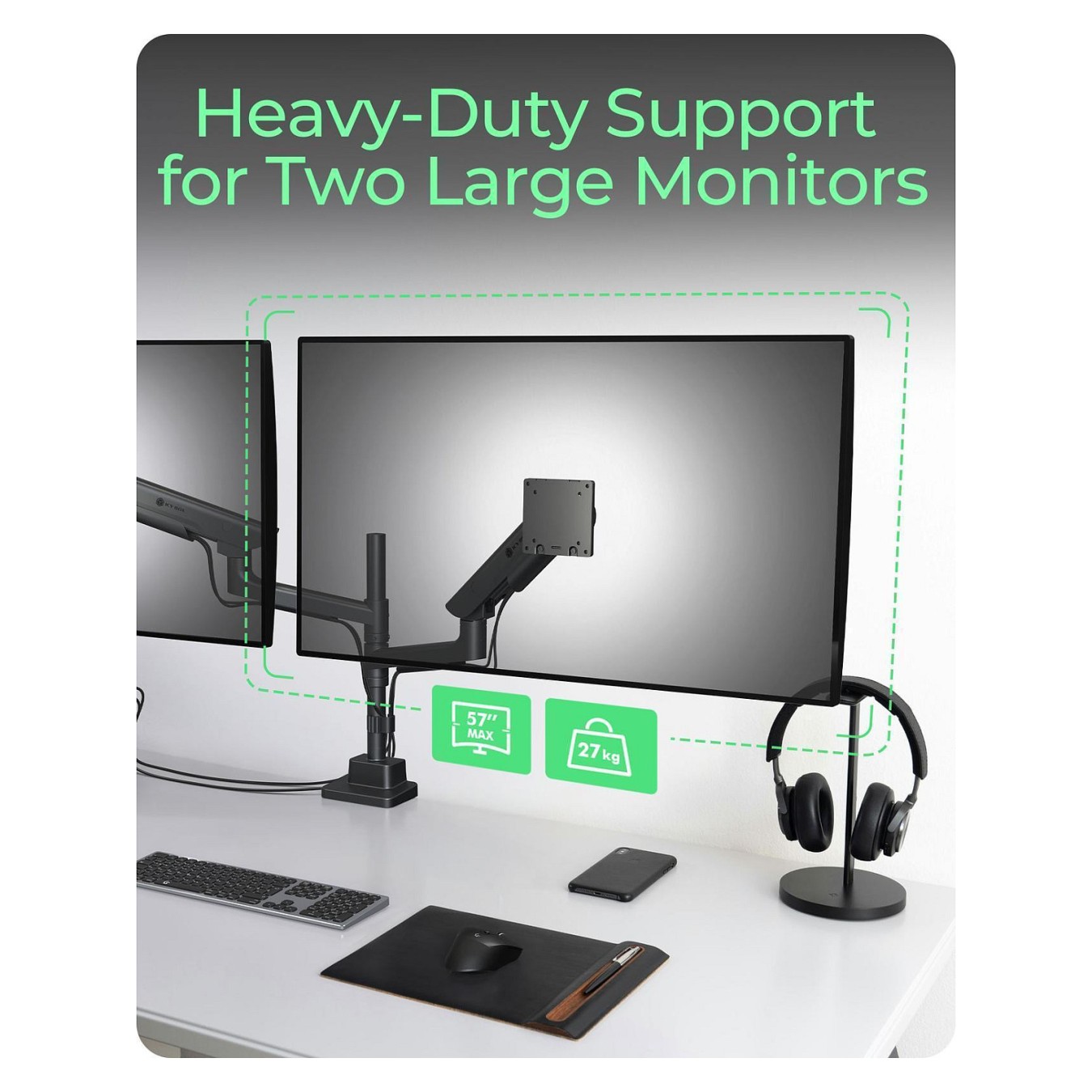 Buy Monitorständer IcyBox 2 Monitore bis zu 57' 27kg Tischmontag in Cyprus, Nicosia, Limassol, Larnaka, Pafos