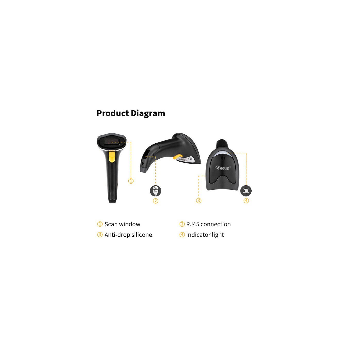Buy Equip 1D-Barcodescanner Laser USB+Halter schwarz in Cyprus, Nicosia, Limassol, Larnaka, Pafos