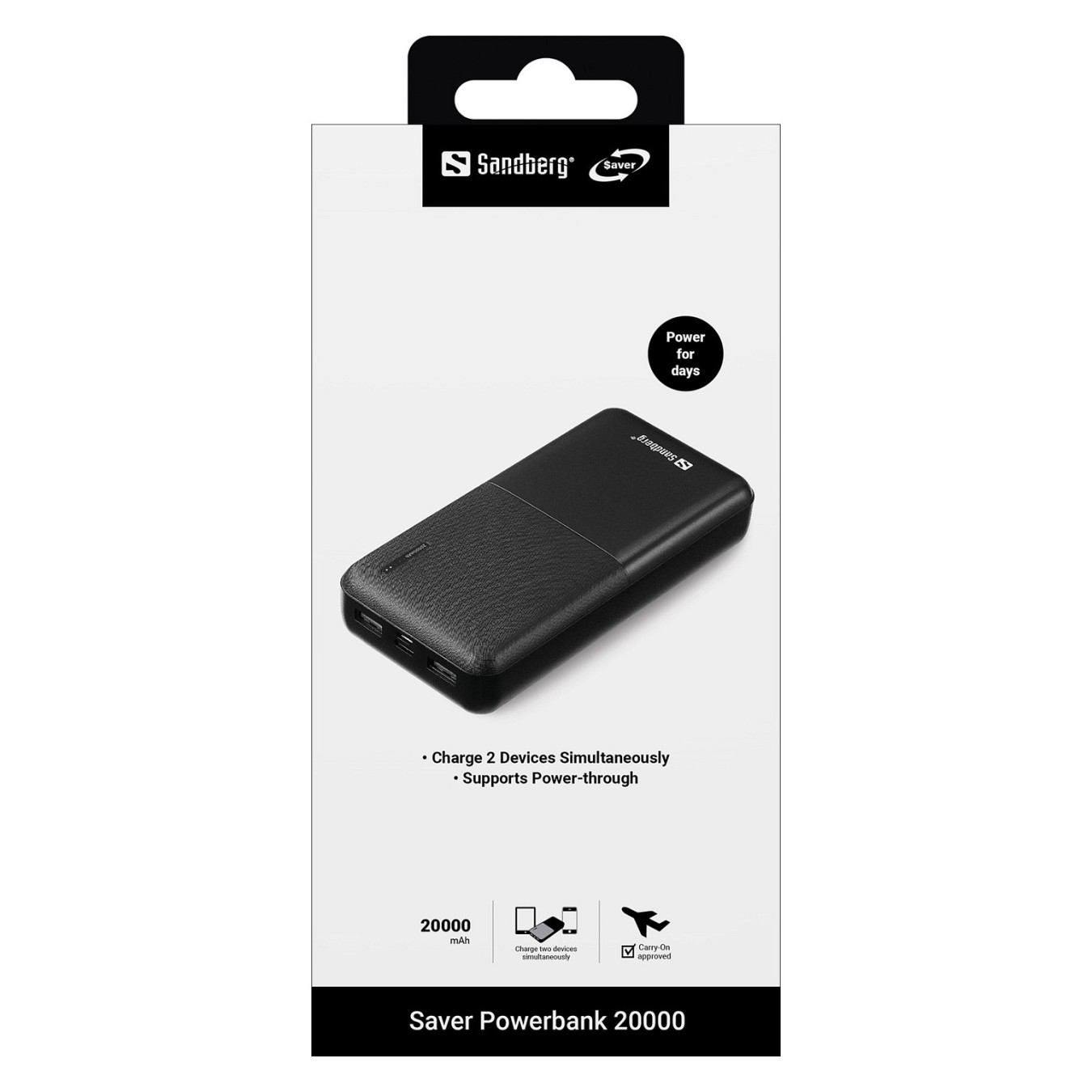 Buy SANDBERG Saver Powerbank 20000mAh in Cyprus, Nicosia, Limassol, Larnaka, Pafos