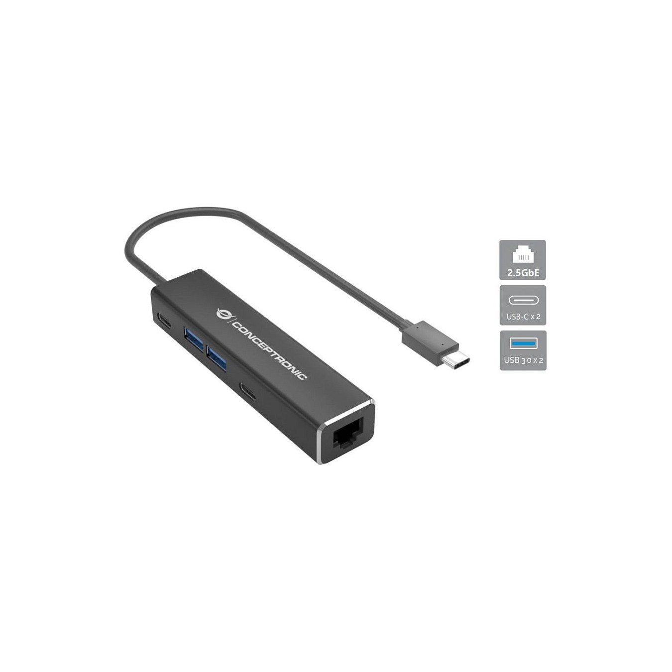 Buy CONCEPTRONIC Adapter USB-C3.2- to 2.5GbE 2xC 2xA 5Gbs 0.15m sw in Cyprus, Nicosia, Limassol, Larnaka, Pafos