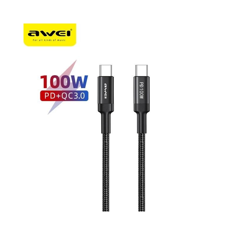 USB Cable Awei CL 117t 100W Type C to Type C 20V / 5A -  Official distributor