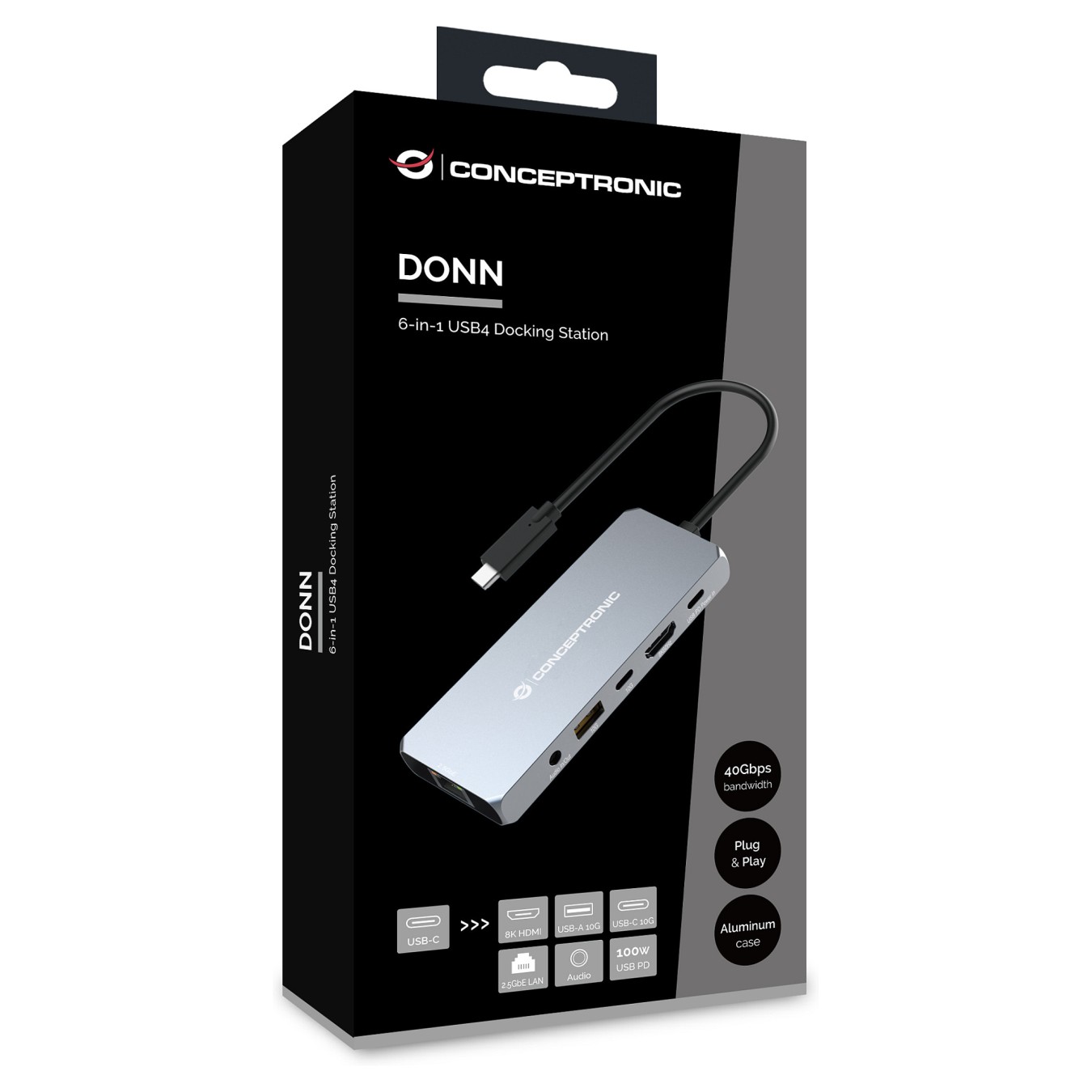 Buy CONCEPTRONIC 6-1 Dock USB-C- to HDMI USB-A GbE AUX + 18cm gr in Cyprus, Nicosia, Limassol, Larnaka, Pafos