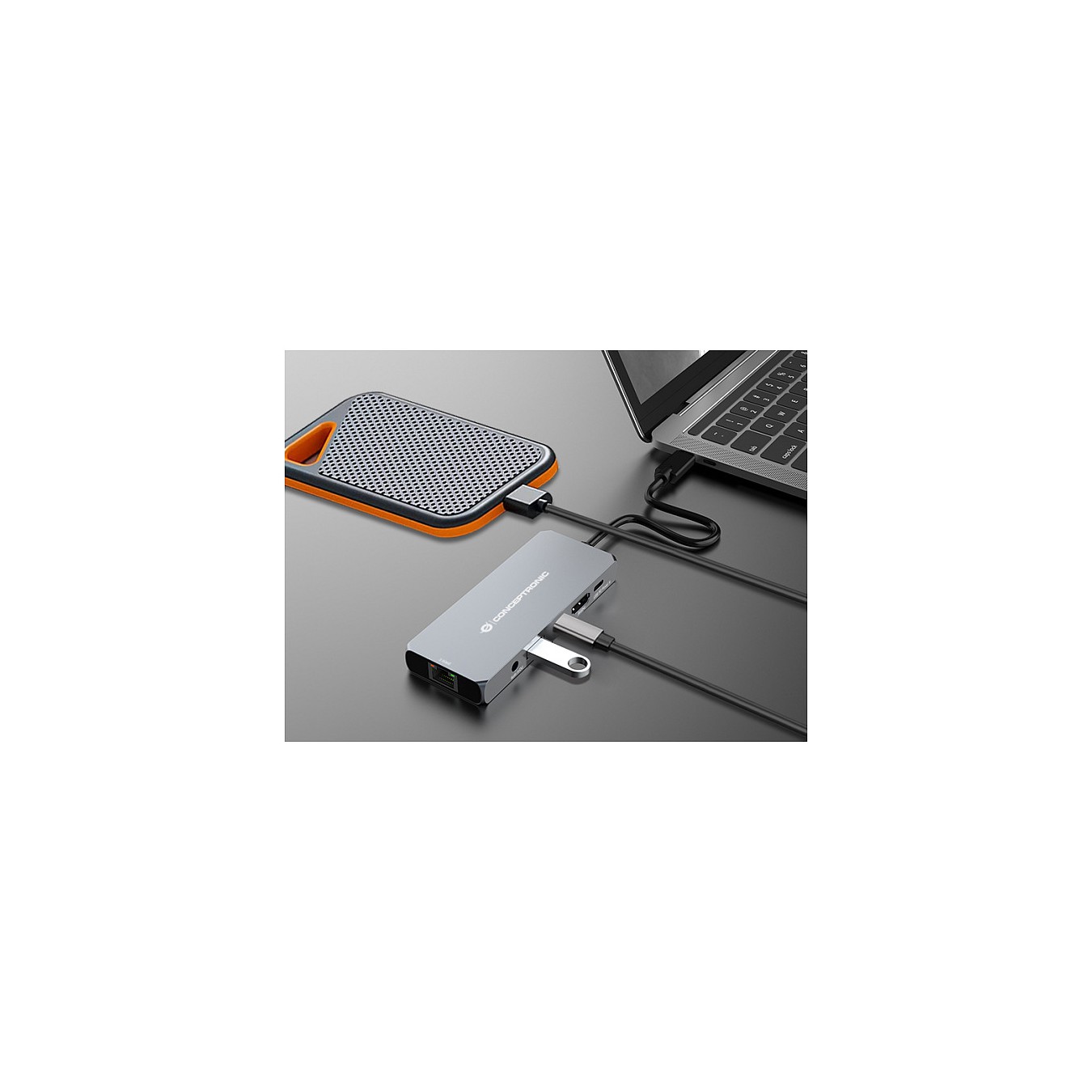 Buy CONCEPTRONIC 6-1 Dock USB-C- to HDMI USB-A GbE AUX + 18cm gr in Cyprus, Nicosia, Limassol, Larnaka, Pafos
