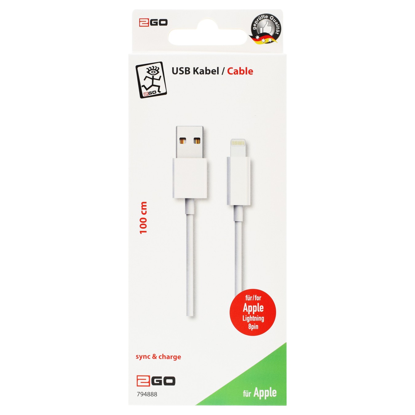 Buy 2GO USB Lade- Datenkabel Lightning 1m weiß in Cyprus, Nicosia, Limassol, Larnaka, Pafos