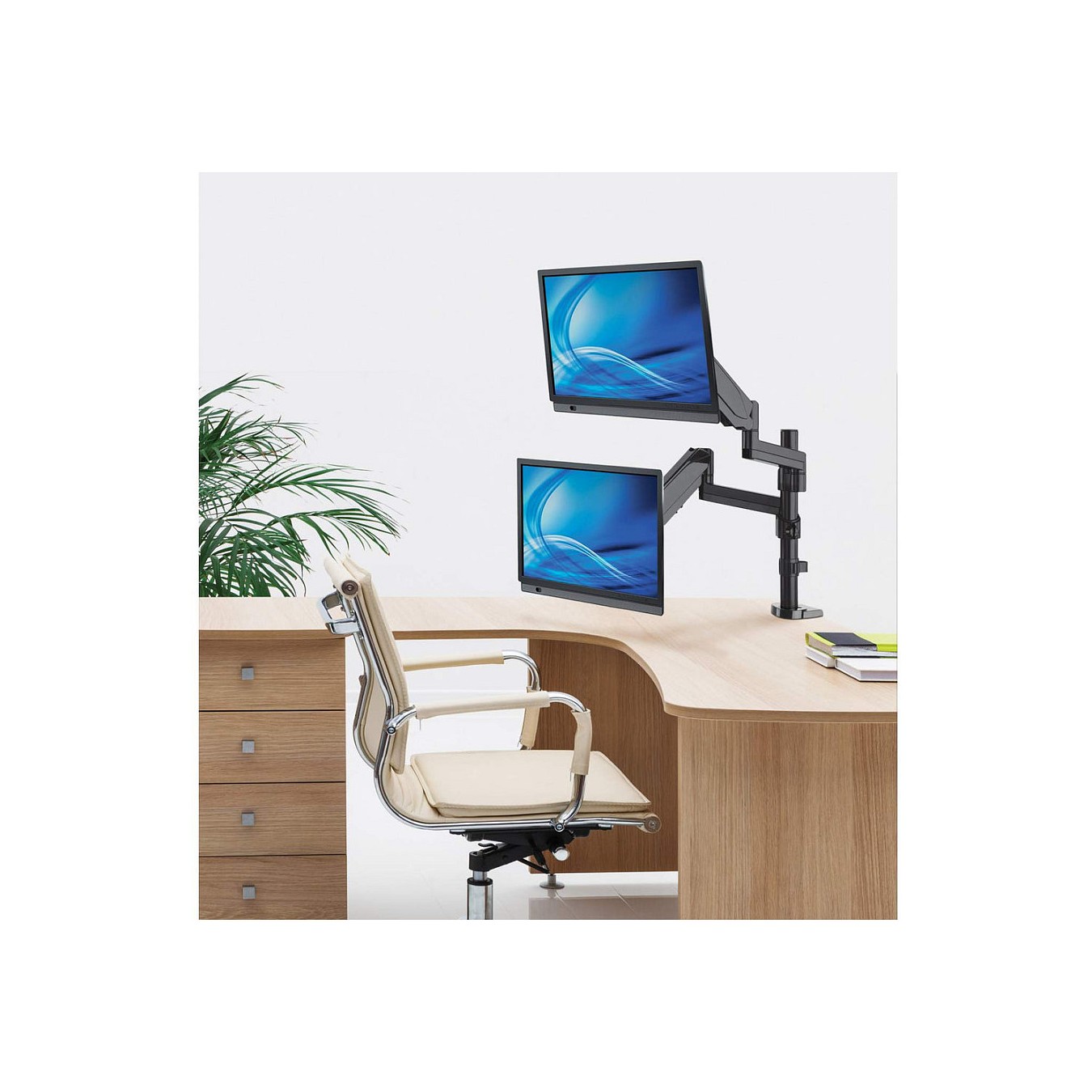 Buy MANHATTAN Tischhalterung mit Gasdruckfeder und Kugelgelenk fuer zwei Monitore von 48,18-81,28cm 17Z-32Z und bis zu 8k... in 