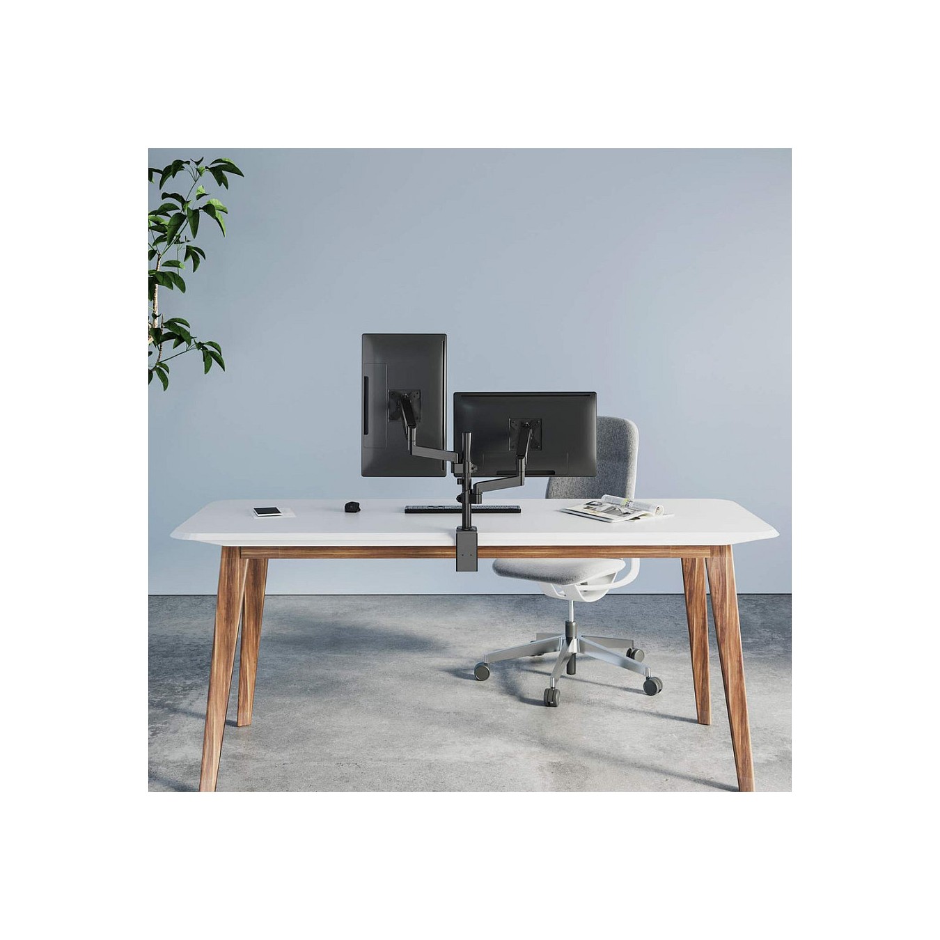 Buy MANHATTAN Tischhalterung mit Gasdruckfeder und Kugelgelenk fuer zwei Monitore von 48,18-81,28cm 17Z-32Z und bis zu 8k... in 