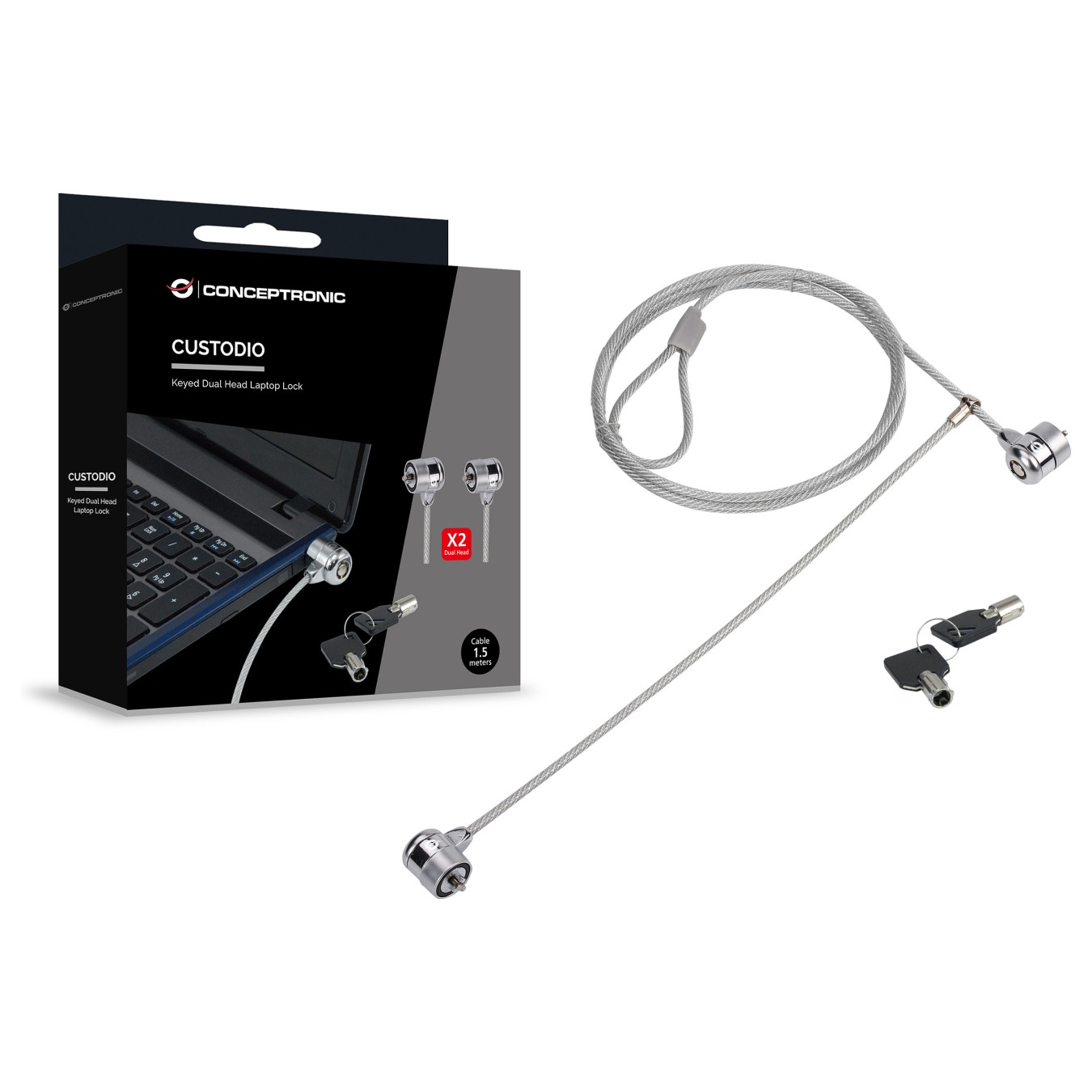 Buy Conceptronic CNBSLOCK15T Doppel-Notebook-Schloss in Cyprus, Nicosia, Limassol, Larnaka, Pafos