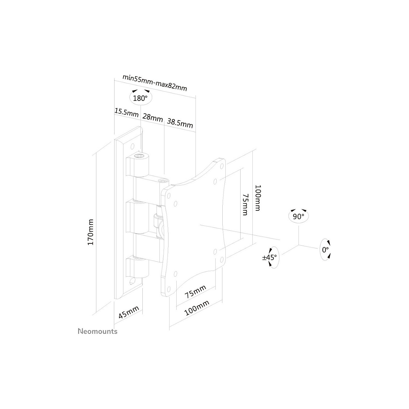 Buy NEOMOUNTS FPMA-W810 Wall Mount fr Flachbildschirme 25,4-60,96cm 10-24Zoll Tilt 12 kg 1 Pivot Silber in Cyprus, Nicosia, Lima