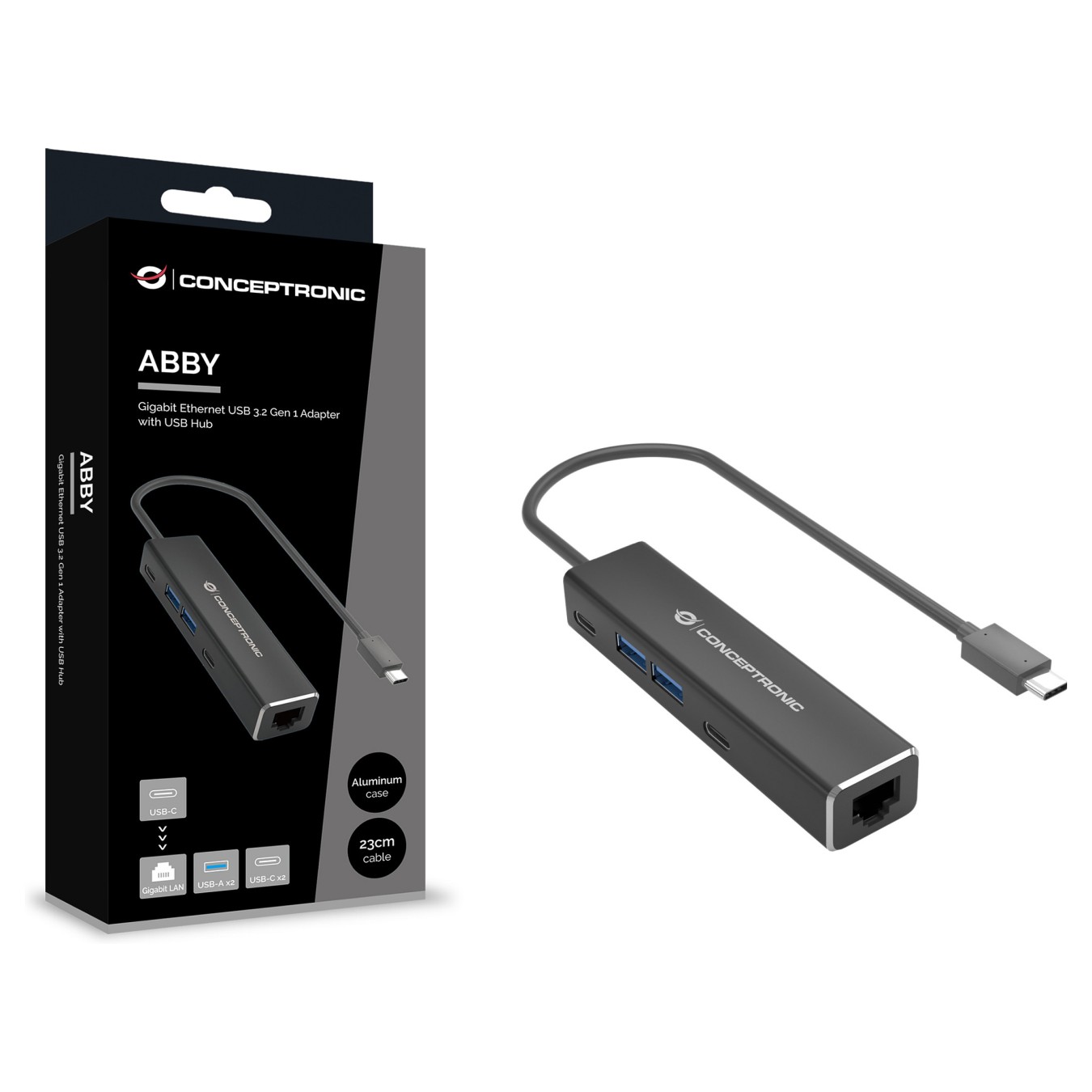 Buy CONCEPTRONIC Adapter USB-C3.2- to GbE 2xC 2xA 5Gbs 0.14m sw in Cyprus, Nicosia, Limassol, Larnaka, Pafos